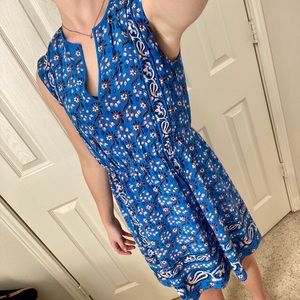 J Crew Sleeveless Blue Floral Dress